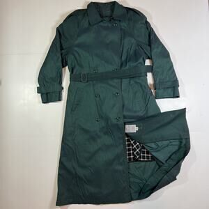 Vintage 60s 70s London Fog Trench Coat Womens Sz 12 Reg Green Fall/Winter Jacket